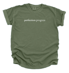 Pe̶r̶f̶e̶c̶t̶i̶o̶n̶  progress Unisex T-shirt | Inspirational Growth Mindset Quote Tee | Shirt for Self-Improvement 