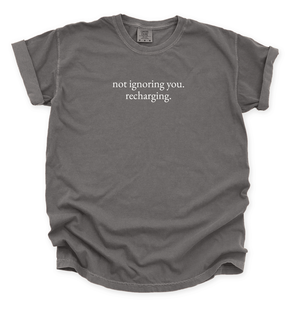 Not Ignoring You, Recharging T-Shirt – Introvert Humor Quote Tee 