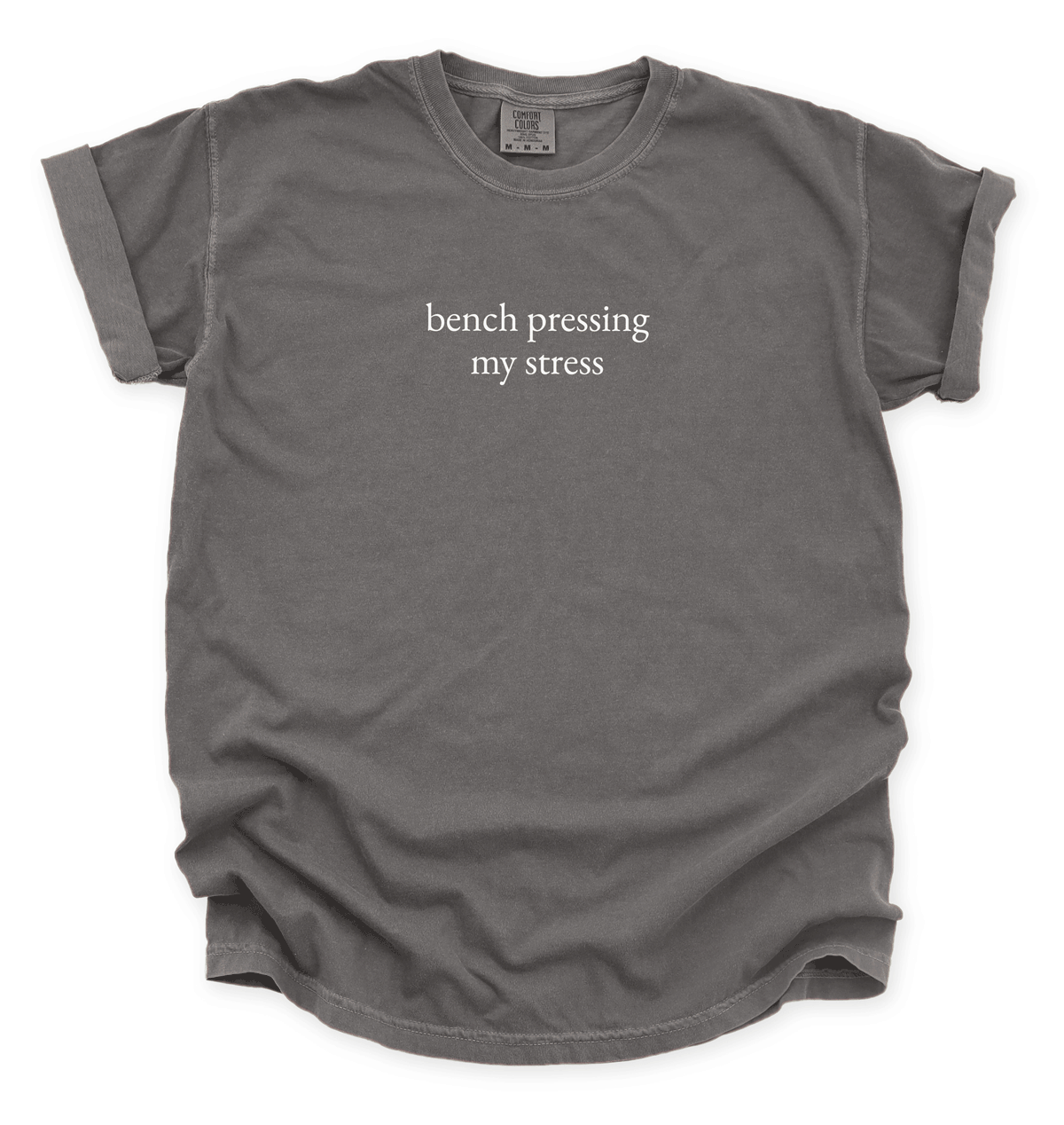 Bench Pressing My Stress Gym Humor T-Shirt | Unisex Workout Tee | Fitness Quote Shirt